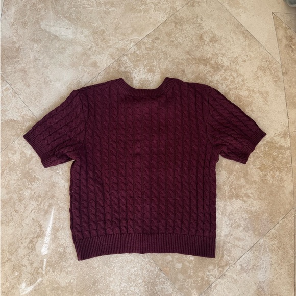 H&M Burgundy Cable-Knit Cardigan - Gold Buttons - Picture 2 of 4
